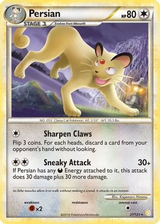 Persian  - Reverse Holofoil HeartGold SoulSilver - Rare