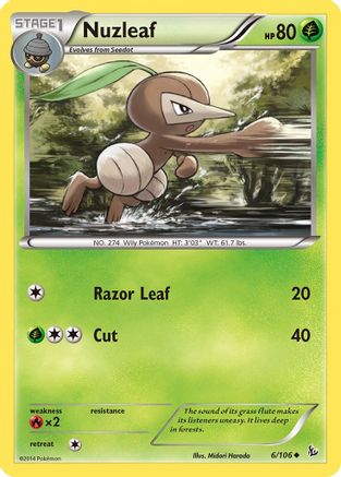 Nuzleaf 006  - Reverse Holofoil XY  Flashfire - Uncommon