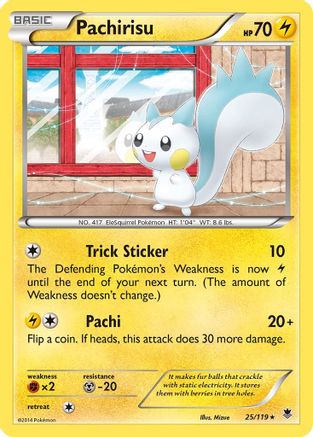 Pachirisu 025/119  - Reverse Holofoil XY  Phantom Forces - Rare