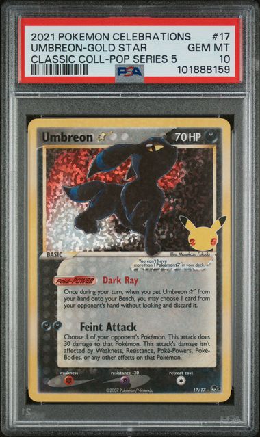 2021 POKEMON CELEBRATIONS CLASSIC COLLECTION #17 UMBREON-GOLD STAR CLASSIC COLL-POP SERIES 5