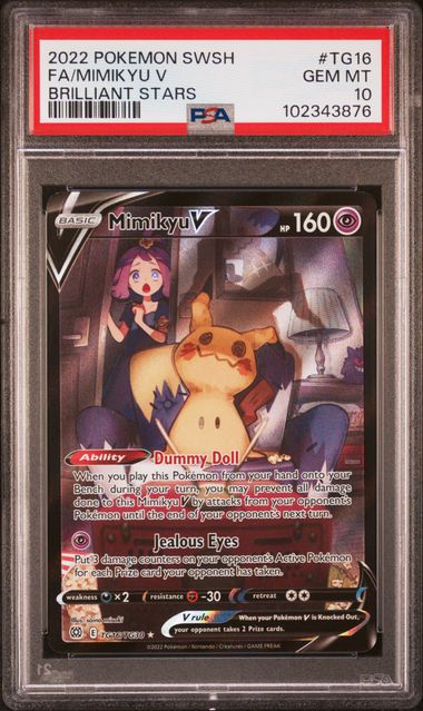 2022 POKEMON SWORD & SHIELD BRILLIANT STARS #TG16 FA/MIMIKYU V BRILLIANT STARS