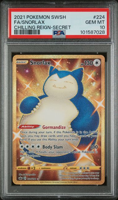 2021 POKEMON SWORD & SHIELD CHILLING REIGN #224 FA/SNORLAX CHILLING REIGN-SECRET