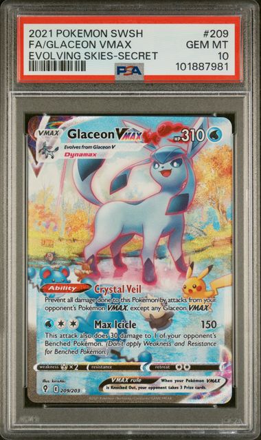 2021 POKEMON SWORD & SHIELD EVOLVING SKIES #209 FA/GLACEON VMAX EVOLVING SKIES-SECRET