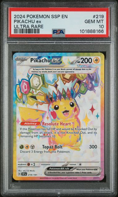 2024 POKEMON SSP EN-SURGING SPARKS #219 PIKACHU ex ULTRA RARE